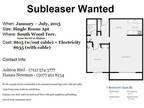 Subleaser Needed