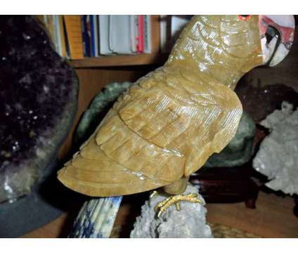 Gorgeous and Beautiful Natural Aragonite Gemstone Cockatoo Bird Carving is a Orange Collectibles for Sale in New York NY