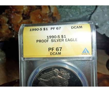 Beautiful Proof American Silver Eagle Dollar {1990-S ANACS MS 67} Gold Tone Bot is a Coins for Sale in New York NY