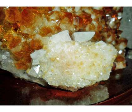 Beautiful Huge Ultra Rare Unique Citrine and Calcite Flower Cluster on Wood Stan is a White, Yellow Collectibles for Sale in New York NY