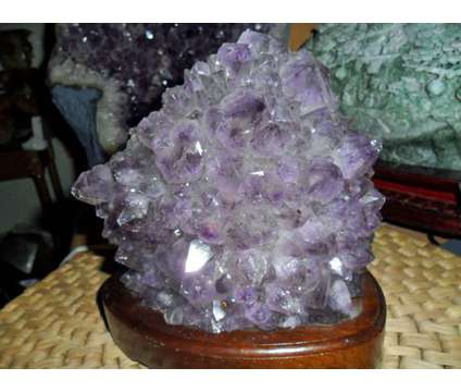 Exceptionally a Huge Amethyst Gemstone Light on a Wooden Base is a Brown Collectibles for Sale in New York NY