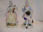 RARE & UNIQUE Vintage Colonial Man and Woman Figurine Pair 6 1/4" tall
