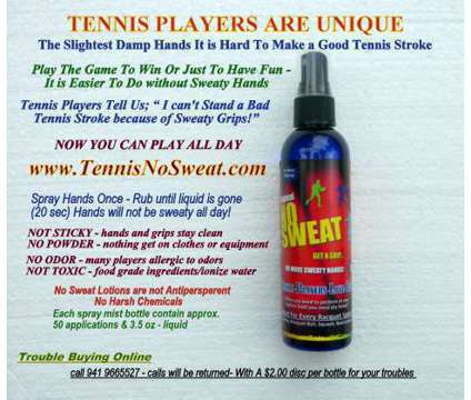 TENNIS We Stop Sweaty Grips Fast! A Win Win For You! More Aces, More Fun is a Tennis &amp; Racquet Sports Equipments for Sale in Osprey FL