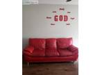 Red Italian leather sofa and loveseat