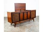 Mid Century Modern Stereo Console Record Player Silvertone