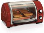 Easy Reach Countertop Toaster Oven, 4-Slices, Red (31337D)