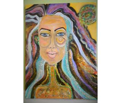 FABULOUS FUNKY SHINY Original Mixed Art Acrylic Pour Portrait of Woman is a Artworks for Sale in Sandy Springs GA