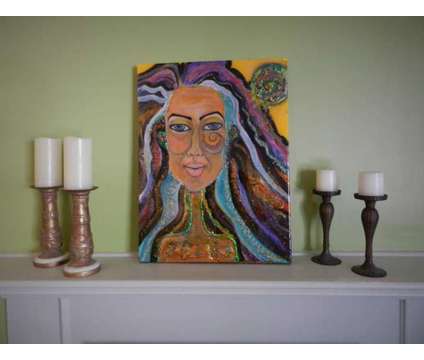 FABULOUS FUNKY SHINY Original Mixed Art Acrylic Pour Portrait of Woman is a Artworks for Sale in Sandy Springs GA