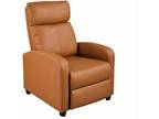 Alden Design Faux Leather Push Back Theater Recliner Chair