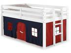Jasper Twin Junior Loft Bed, White Frame and Blue/Red
