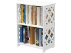 Rerii Small Bookshelf, 2 Tier Bookshelf for Small Spaces