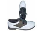 9M Foot-Joy Green-Joys Golf Shoes Womens White Brown Saddle