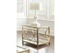 Steve Silver Olympia Square Glass Top End Table in Gold