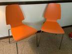 IKEA Vilmar Chairs Swedish Modern Set Chrome Legs Orange 2