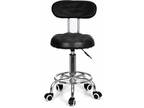Adjustable PU Leather Rolling Salon Bar Stool With Back And
