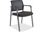 Lorell Stackable Guest Chair, Black Fabric, Plastic Seat
