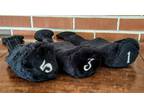 3 Black Plush Golf Club Covers with Knit Sock Necks for Wood