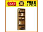 Beginnings 5-Shelf Bookcase, Highland Oak Finish