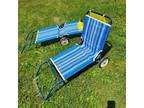 Lot of 2 Vintage Beach Lounge Chairs with Wheels Blue