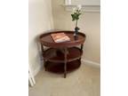 Three Tiered Oval Wood Occasional End Table with Tray Style