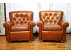 Norwalk Churchill Leather Club Chairs Brown Chesterfield