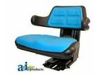 Blue Universal Tractor Seat With Suspension Tracks and Angle