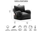 Big Joe Dorm Bean Bag Chair, Black Smart Max Fabric.