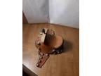 Vintage Miniature Leather And Wooden Horse Saddle 3 1/4" By