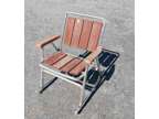 Vintage Red Wood Slat & Aluminum Lawn Chair Rocker Folding