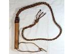 Vintage Braided Rawhide Leather 44” Bull Whip Quirt Wood