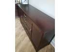 Wood Credenza with 4 Shelves, Two Cabinets. Great condition.