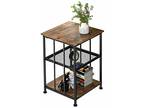 Dulcii Vintage End Table with 3-Tier Storage Shelves for