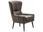 Elle Decor Modern Faux Leather Wingback Chair French Mocha