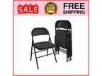 Fabric Padded Folding Chair, Black, 4 Count Value 6 Inch