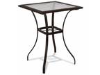 Outdoor Patio Rattan Square Table with Glass Top