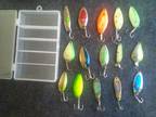15 Assorted Preowned Fishing Spoons. Little Cleo KO Wobbler