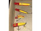 Vintage Lot Of 4 Wood Fishing Lure Hand painted Unbranded