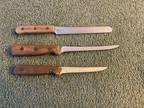 3 Vintage Chicago Cutlery Knives 62S 65S BT7 Wood Handles