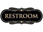 Designer Restroom Sign - Black/Gold - Large