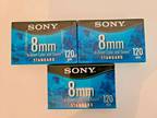 Vintage 3 Pack Sony 8 mm 120 minute MP Standard Video Tapes.