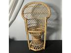 Vintage Mini Peabird Wicker Rattan Chair 16.5” Doll Plant