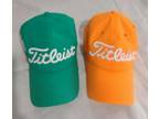 2 Titleist Pro V1 FJ Golf Hat Baseball Cap Green & Orange