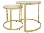 Luxury Upscale & Modern Set of 2 Metal Round Side Table