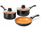 Copper Pots & Pans Set 5 Pieces Cookware Set (Black Copper)