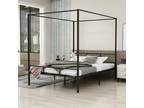 Full/Queen Metal Four-poster Canopy Platform Bed Frame with