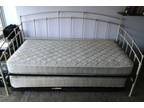 Vintage-Style White Iron Bed Frame Daybed with Trundle 2006