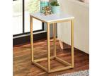 Mainstays End Table, White Top with Gold Frame