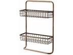 Copper Finished 2 Tier Metal Wire Wall Shelf with Towel