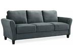 Alexa Rolled Arms Sofa - Gray Fabric (Lifestyle Solutions)
