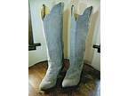 Vintage Womens Justin Western Cowboy Boots Grey Suede